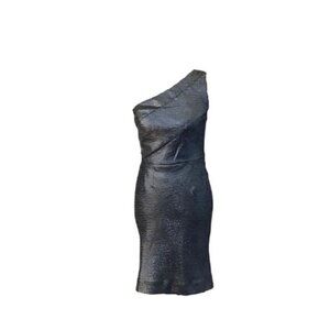 ALLEN B Metallic Dress One Shoulder Bodycon Sexy Club Mini‎ Size 2
